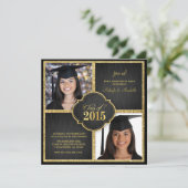 Tweeling! Elegante Black & Gold Glitter Klasse van Kaart (Staand voorkant)