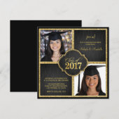 Tweeling! Elegante Black & Gold Glitter Klasse van Kaart (Voorkant / Achterkant)