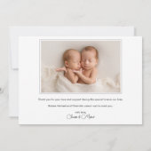 Tweeling Foto Aankondigingskaart Dubbel Geblesseer Aankondiging (Achterkant)