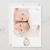 Tweeling Foto Horloge Alice In Wonderland Verjaard Kaart (Achterkant)