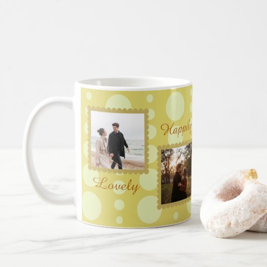 Tweeling Foto Liefde Ontwerp met Aangepaste Tekst Koffiemok (Met donut)
