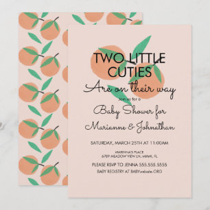 Tweeling Fruit Baby Shower Sinaasappels Uitnodigin Kaart