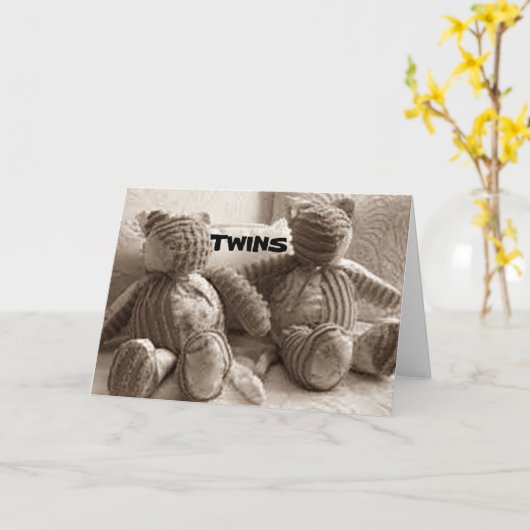 TWEELING GEBOORTE DUBBEL PLEZIER, VREUGDE EN LIEFD KAART (Gele Bloem)