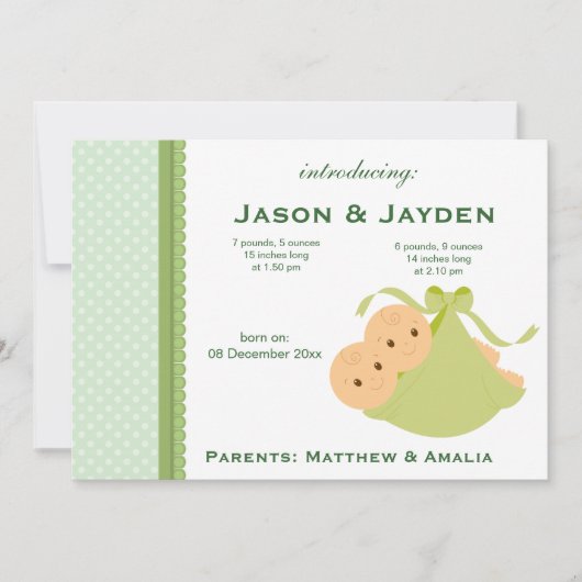 Tweeling Geboorteaankondiging Aankondiging (Voorkant)