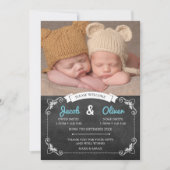 Tweeling geboorteaankondiging/bedankkaart aankondiging (Voorkant)