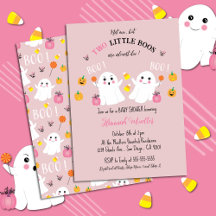 Tweeling Geesten Halloween Baby Shower Roze Uitnod