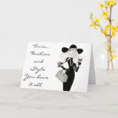 **TWEELING**GELUKKIGE VERJAARDAG-FASHIONISTA MET S KAART (Gele Bloem)