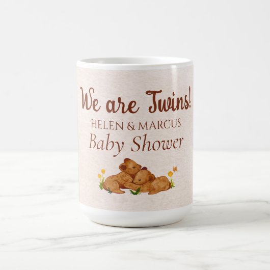 Tweeling genderneutraal baby shower mok (Center)
