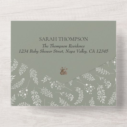 Tweeling genderneutraal teddybeer Baby Baby shower All In One Uitnodiging (Achterkant)