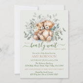 Tweeling genderneutraal teddybeer boho Baby shower Kaart (Voorkant)