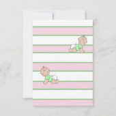 Tweeling Gestreept Roze Groen Baby shower Kaart (Achterkant)