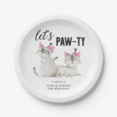Tweeling gezamenlijke verjaardag laat pawty katten papieren bordje (Voorkant)
