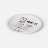 Tweeling gezamenlijke verjaardag laat pawty katten papieren bordje (Gekanteld)