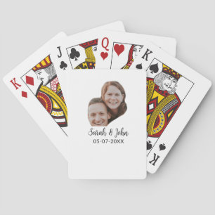 Tweeling gezichts foto toevoegen naam datum eenvou pokerkaarten