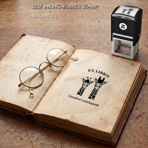 Tweeling Giraffe Ex Libris Safari Boekmerk Zelfinktende Stempel