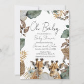 Tweeling Giraffe Jungle Wilde Baby Shower Kaart (Voorkant)