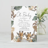 Tweeling Giraffe Jungle Wilde Baby Shower Kaart (Staand voorkant)