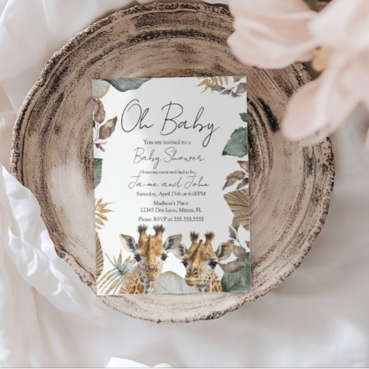 Tweeling Giraffe Jungle Wilde Baby Shower Kaart