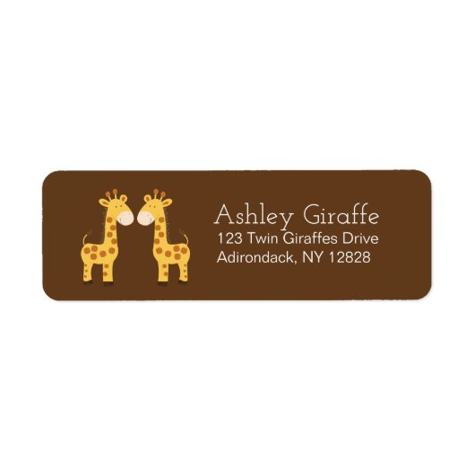 Tweeling Giraffen Adreslabels Etiket (Voorkant)