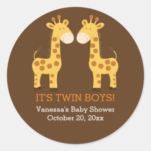 Tweeling Giraffen Tweeling Ronde Favor Sticker