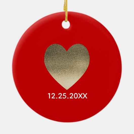 Tweeling Gold Bells Couple's eerste kerstversierin Keramisch Ornament (Achterkant)