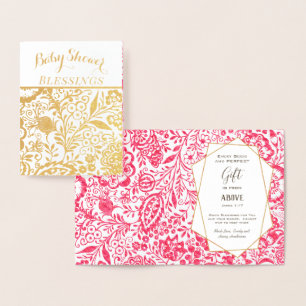 Tweeling Goud Folie Bloemige Baby Shower Zegeninge Kaarten