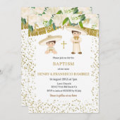 Tweeling Gouden Charro Jongen Doop Fiesta Kaart (Voorkant / Achterkant)