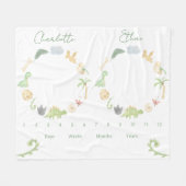 Tweeling Groei Tracker Geslacht Neutrale Dinosauru Fleece Deken (Voorkant (Horizontaal))