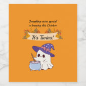 Tweeling Halloween thema Zwangerschap Aankondiging Wijn Etiket (Enkel label)