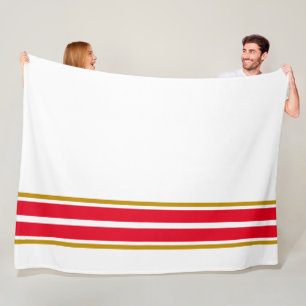 Tweeling Helder Rood Bodem Racing Stripes op Wit Fleece Deken