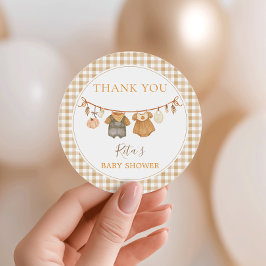 Tweeling Herfst Kleren Pompoen Baby Shower Ronde Sticker