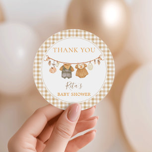 Tweeling Herfst Kleren Pompoen Baby Shower Ronde Sticker