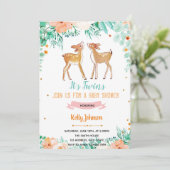 Tweeling herten baby shower uitnodiging (Staand voorkant)