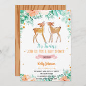 Tweeling herten baby shower uitnodiging (Voorkant / Achterkant)