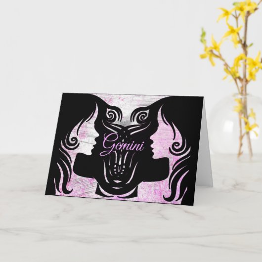 Tweeling horoscoop Happy Birthday Kaart (Gele Bloem)