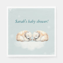 Tweeling IJsbeer Baby Shower Servetten