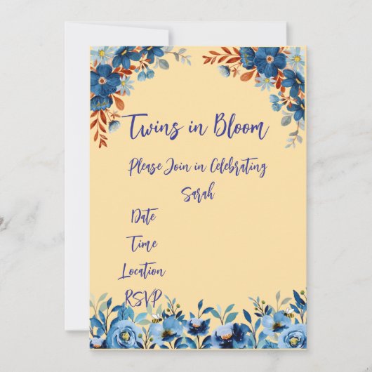 Tweeling in Bloom Baby shower Kaart (Voorkant)