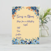 Tweeling in Bloom Baby shower Kaart (Staand voorkant)