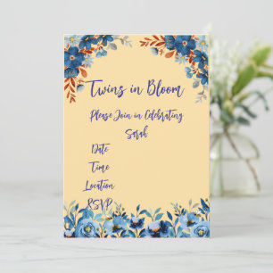 Tweeling in Bloom Baby shower Kaart