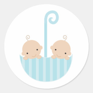 Tweeling in Paraplu Ronde Sticker