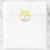 Tweeling in Wieg, Meisje en Jongen Baby Sticker (Tas)