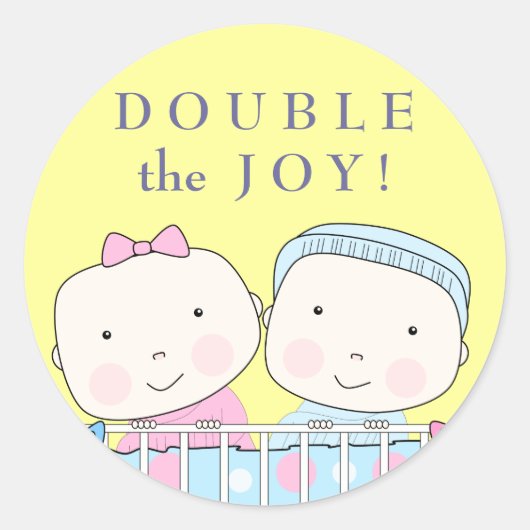 Tweeling in Wieg, Meisje en Jongen Baby Sticker (Voorkant)