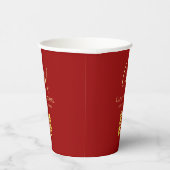Tweeling initials moderne Chinese bruiloft rood Papieren Bekers (Rechts)