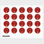 Tweeling initials moderne Chinese trouwdag rood Ronde Sticker (Vel)