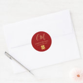 Tweeling initials moderne Chinese trouwdag rood Ronde Sticker (Envelop)