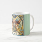 Tweeling Inquisitieve Kat Zodiac Art Nouveau Koffiemok (Voorkant rechts)