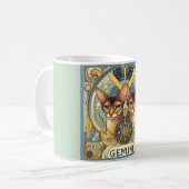 Tweeling Inquisitieve Kat Zodiac Art Nouveau Koffiemok (Voorkant links)