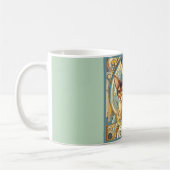 Tweeling Inquisitieve Kat Zodiac Art Nouveau Koffiemok (Links)