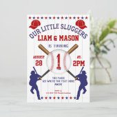 Tweeling, Jongen 1e Verjaardag, Kleine Slugger, Ho Kaart (Staand voorkant)