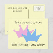 Tweeling Jongen en Meisje! Aankondigingskaart (Voorkant / Achterkant)